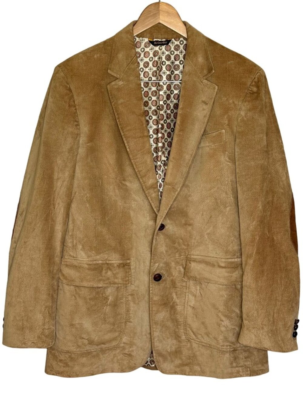 Vintage 70s Corduroy Blazer 43R Elbow Patch Tans Mens 43R Jacket Sport Coat